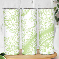 Polynesian Tiare Flower Sage Green Pastel Skinny Tumbler