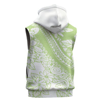 Polynesian Tiare Flower Sage Green Pastel Sleeveless Zip Hoodie LT14 - Polynesian Pride