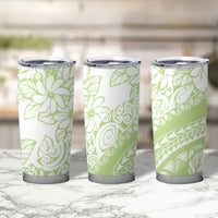 Polynesian Tiare Flower Sage Green Pastel Tumbler Cup