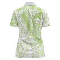 Polynesian Tiare Flower Sage Green Pastel Women Polo Shirt