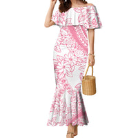 Polynesian Tiare Flower Pink Pastel Vibes Mermaid Dress