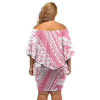 Polynesian Tiare Flower Pink Pastel Vibes Off Shoulder Short Dress