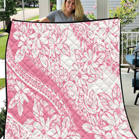 Polynesian Tiare Flower Pink Pastel Vibes Quilt