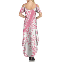 Polynesian Tiare Flower Pink Pastel Vibes Summer Maxi Dress