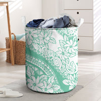 Polynesian Tiare Flower Cyan Pastel Vibes Laundry Basket