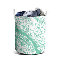 Polynesian Tiare Flower Cyan Pastel Vibes Laundry Basket