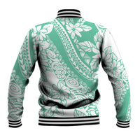 Polynesian Tiare Flower Cyan Pastel Vibes Baseball Jacket