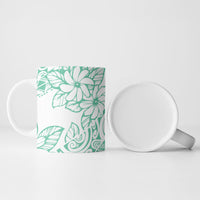 Polynesian Tiare Flower Cyan Pastel Vibes Ceramic Mug