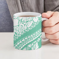 Polynesian Tiare Flower Cyan Pastel Vibes Ceramic Mug
