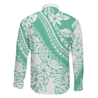 Polynesian Tiare Flower Cyan Pastel Vibes Family Matching Short Sleeve Bodycon Dress and Hawaiian Shirt