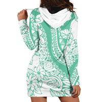 Polynesian Tiare Flower Cyan Pastel Vibes Hoodie Dress
