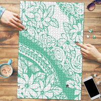 Polynesian Tiare Flower Cyan Pastel Vibes Puzzle