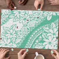 Polynesian Tiare Flower Cyan Pastel Vibes Puzzle