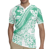 Polynesian Tiare Flower Cyan Pastel Vibes Rugby Jersey