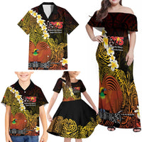 Papua New Guinea 1975 Family Matching Off Shoulder Maxi Dress and Hawaiian Shirt Create Our History Inspire Our Future - Polynesian Pride