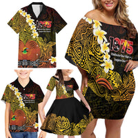 Papua New Guinea 1975 Family Matching Off Shoulder Short Dress and Hawaiian Shirt Create Our History Inspire Our Future - Polynesian Pride