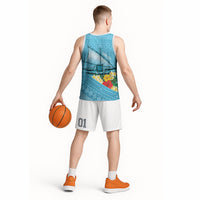 Personalised Bula Vinaka Fiji Drua Basketball Jersey Fijian Traditional Canoe Tapa Cloth Blue LT14 - Polynesian Pride