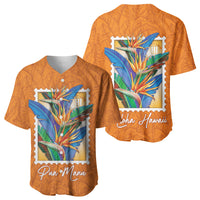 Aloha Hawaii Pua Manu Baseball Jersey Hawaiian Bird of Paradise Flowers Stylized Stamp LT14 - Polynesian Pride