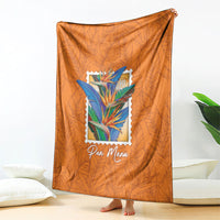 Aloha Hawaii Pua Manu Blanket Hawaiian Bird of Paradise Flowers Stylized Stamp LT14 - Polynesian Pride
