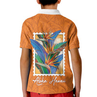 Aloha Hawaii Pua Manu Kid Polo Shirt Hawaiian Bird of Paradise Flowers Stylized Stamp LT14 - Polynesian Pride