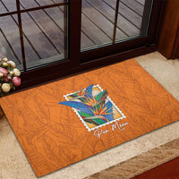 Aloha Hawaii Pua Manu Rubber Doormat Hawaiian Bird of Paradise Flowers Stylized Stamp LT14 - Polynesian Pride