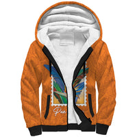 Aloha Hawaii Pua Manu Sherpa Hoodie Hawaiian Bird of Paradise Flowers Stylized Stamp LT14 Unisex Orange - Polynesian Pride