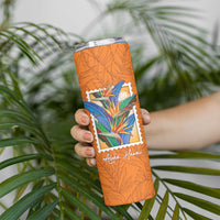 Aloha Hawaii Pua Manu Skinny Tumbler Hawaiian Bird of Paradise Flowers Stylized Stamp LT14 - Polynesian Pride