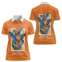 Aloha Hawaii Pua Manu Women Polo Shirt Hawaiian Bird of Paradise Flowers Stylized Stamp LT14 - Polynesian Pride