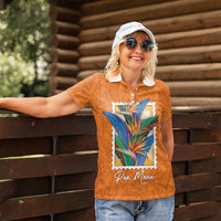 Aloha Hawaii Pua Manu Women Polo Shirt Hawaiian Bird of Paradise Flowers Stylized Stamp LT14 - Polynesian Pride