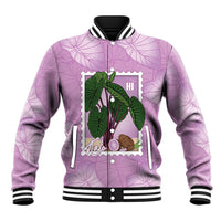 Aloha Hawaii Kalo Baseball Jacket Hawaiian Taro Leaves Stylized Stamp LT14 Unisex Purple - Polynesian Pride