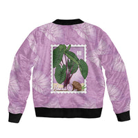 Aloha Hawaii Kalo Bomber Jacket Hawaiian Taro Leaves Stylized Stamp LT14 - Polynesian Pride