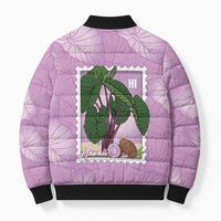 Aloha Hawaii Kalo Bomber Puffer Jacket Hawaiian Taro Leaves Stylized Stamp LT14 - Polynesian Pride