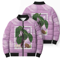 Aloha Hawaii Kalo Bomber Puffer Jacket Hawaiian Taro Leaves Stylized Stamp LT14 - Polynesian Pride