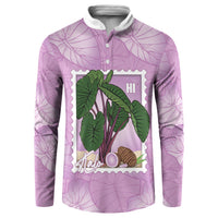 Aloha Hawaii Kalo Button Sweatshirt Hawaiian Taro Leaves Stylized Stamp LT14 Purple - Polynesian Pride
