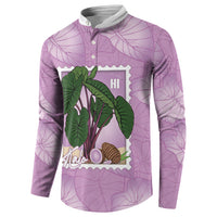 Aloha Hawaii Kalo Button Sweatshirt Hawaiian Taro Leaves Stylized Stamp LT14 - Polynesian Pride