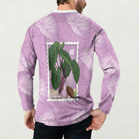 Aloha Hawaii Kalo Button Sweatshirt Hawaiian Taro Leaves Stylized Stamp LT14 - Polynesian Pride