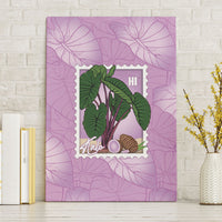 Aloha Hawaii Kalo Canvas Wall Art Hawaiian Taro Leaves Stylized Stamp LT14 Without Frame Purple - Polynesian Pride