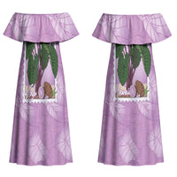 Aloha Hawaii Kalo Couples Matching Off Shoulder Maxi Dress and Hawaiian Shirt Hawaiian Taro Leaves Stylized Stamp LT14 - Polynesian Pride