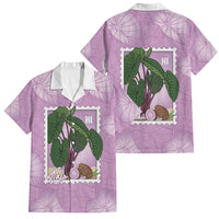 Aloha Hawaii Kalo Family Matching Off Shoulder Maxi Dress and Hawaiian Shirt Hawaiian Taro Leaves Stylized Stamp LT14 Dad's Shirt - Short Sleeve Purple - Polynesian Pride