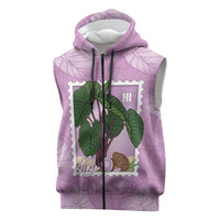 Aloha Hawaii Kalo Sleeveless Zip Hoodie Hawaiian Taro Leaves Stylized Stamp LT14 Purple - Polynesian Pride