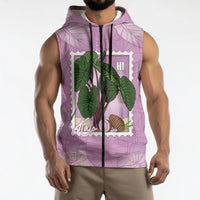 Aloha Hawaii Kalo Sleeveless Zip Hoodie Hawaiian Taro Leaves Stylized Stamp LT14 - Polynesian Pride