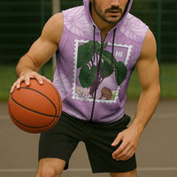Aloha Hawaii Kalo Sleeveless Zip Hoodie Hawaiian Taro Leaves Stylized Stamp LT14 - Polynesian Pride