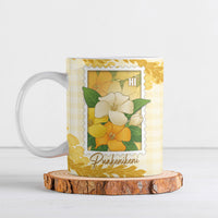 Aloha Hawaii Puakenikeni Ceramic Mug Hawaiian Lei Palaka Motifs Stylized Stamp LT14 Yellow - Polynesian Pride