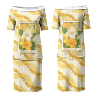Aloha Hawaii Puakenikeni Couples Matching Puletasi and Hawaiian Shirt Hawaiian Lei Palaka Motifs Stylized Stamp LT14 - Polynesian Pride
