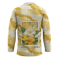 Aloha Hawaii Puakenikeni Hockey Jersey Hawaiian Lei Palaka Motifs Stylized Stamp LT14 - Polynesian Pride