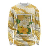 Aloha Hawaii Puakenikeni Long Sleeve Shirt Hawaiian Lei Palaka Motifs Stylized Stamp LT14 Unisex Yellow - Polynesian Pride