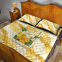 Aloha Hawaii Puakenikeni Quilt Bed Set Hawaiian Lei Palaka Motifs Stylized Stamp LT14 - Polynesian Pride
