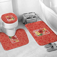 Aloha Hawaii Pua Aloalo Bathroom Set Hawaiian Hibiscus Flowers Stylized Stamp LT14 Mat Set Only (3 pcs) One Size Red - Polynesian Pride