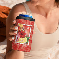 Aloha Hawaii Pua Aloalo 4 in 1 Can Cooler Tumbler Hawaiian Hibiscus Flowers Stylized Stamp LT14 - Polynesian Pride