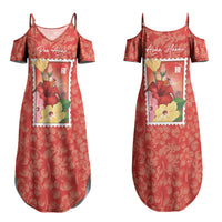 Aloha Hawaii Pua Aloalo Couples Matching Summer Maxi Dress and Long Sleeve Button Shirt Hawaiian Hibiscus Flowers Stylized Stamp LT14 - Polynesian Pride